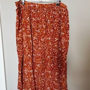 Old Navy Orange Floral Midi Skirt